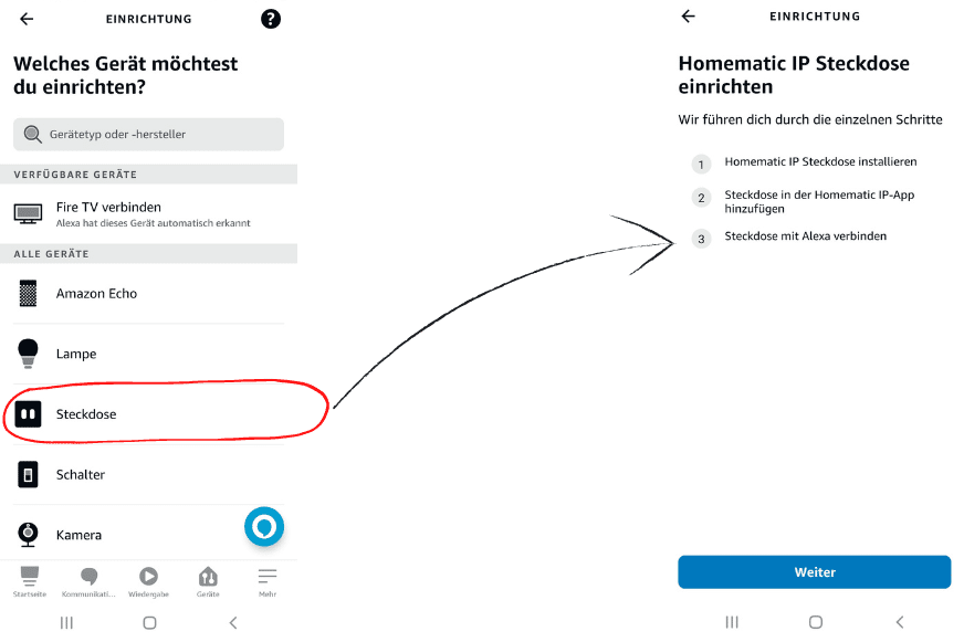 Smarte Steckdosen werden in der Alexa App eingebunden